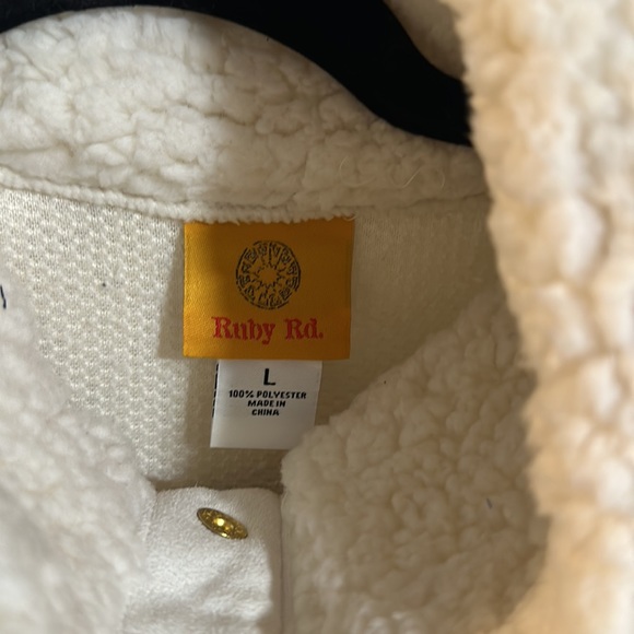 Ruby Rd Teddy Bear Sweater Cream sz L - Picture 3 of 6